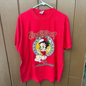 VTG 1993 Betty Boop Christmas Graphic T Shirt Adult SZ XL Red Holiday